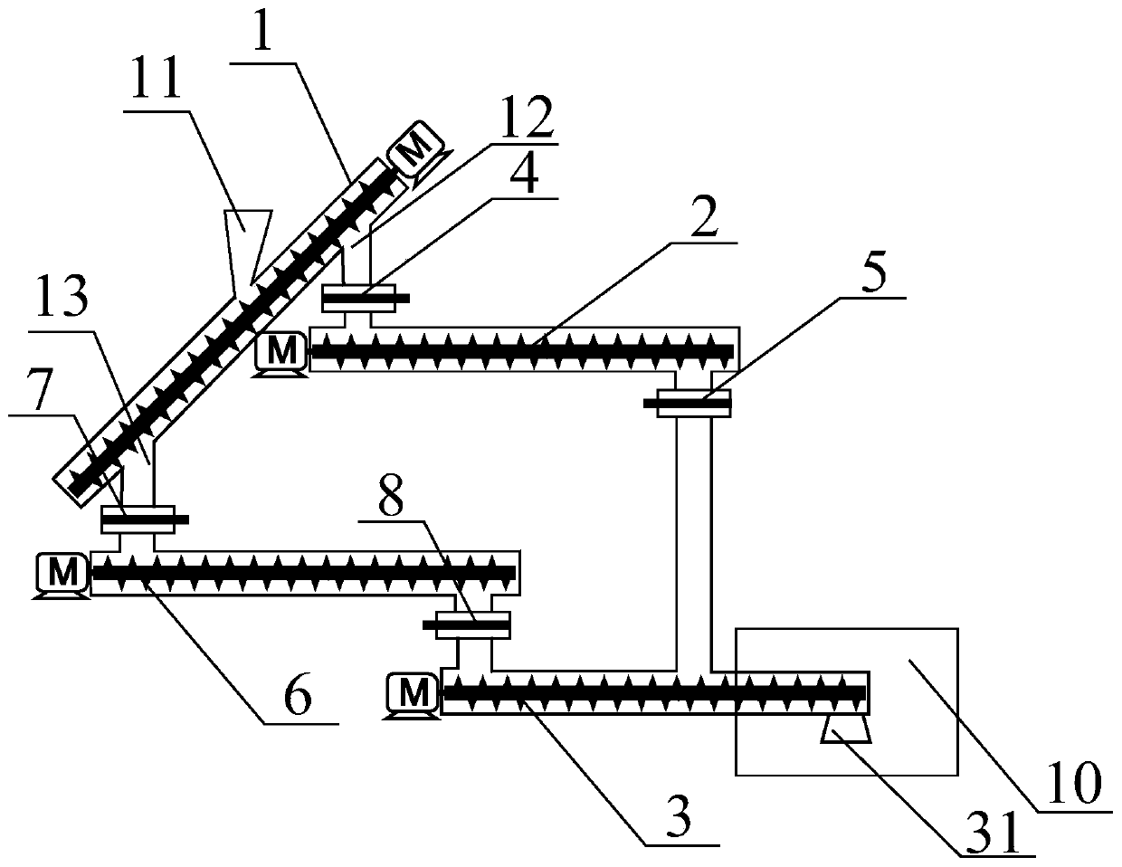 Spiral exhaust type continuous feeding device and method for thermal cracking of waste tires