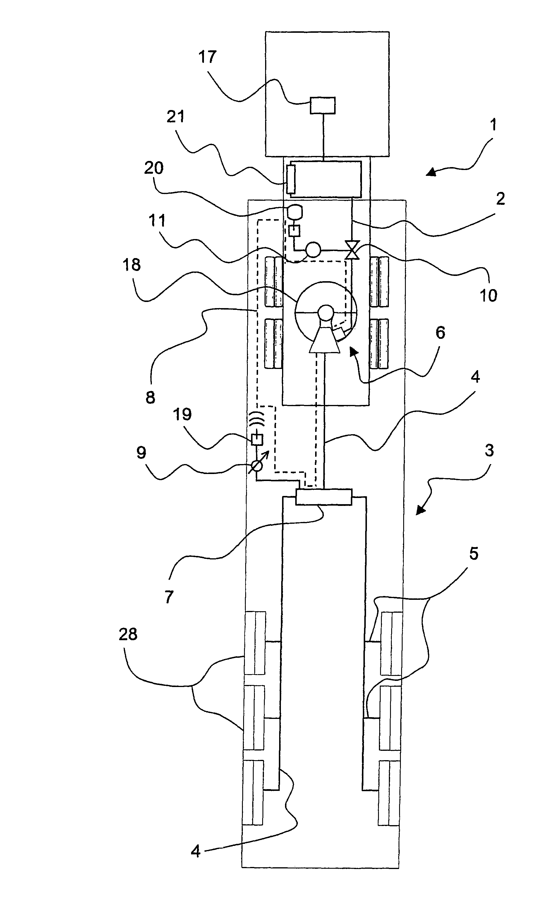 Method for the transmission of electrical pneumatic or hydraulic energy and an energy transmission system