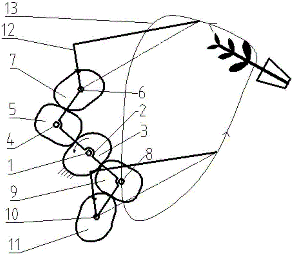 Second-order Fourier node curve non-scalloped bowl seedling transplanting clamping seedling picking mechanism