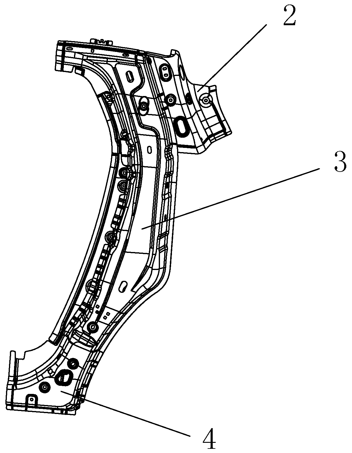 Electric vehicle wheel hood reinforcing plate capable of improving side face collision safety