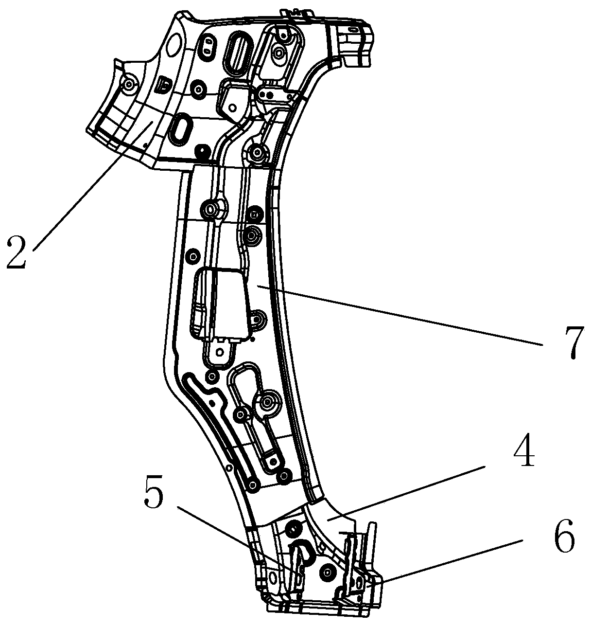 Electric vehicle wheel hood reinforcing plate capable of improving side face collision safety