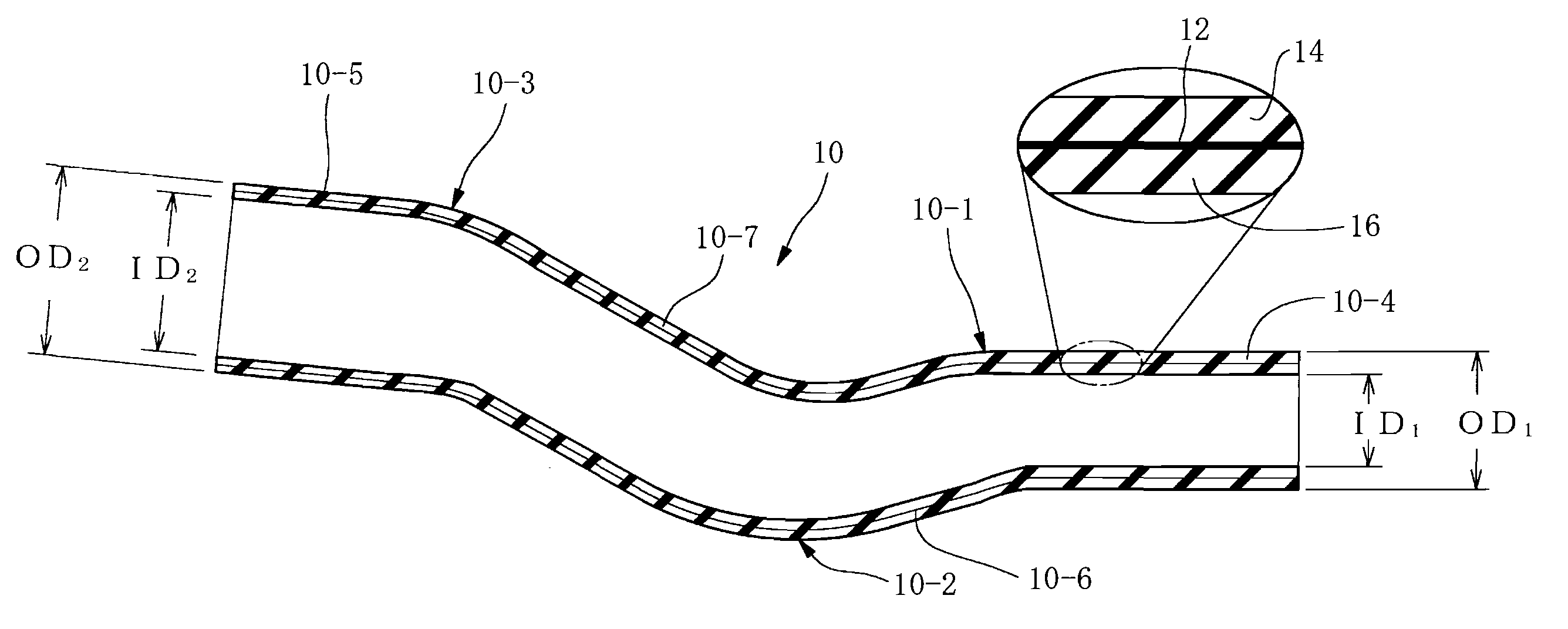 Resin Composite Hose of Curved Shape and Method for Producing the Same