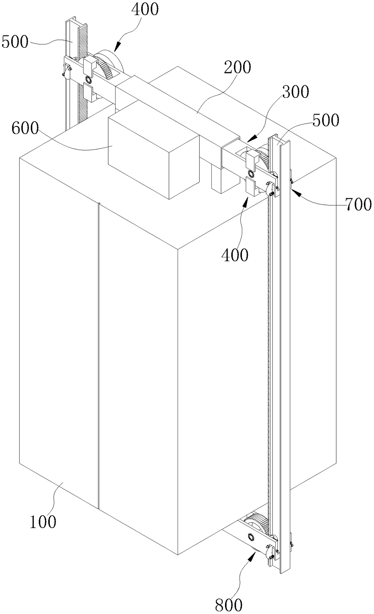 Gear self-driving elevator