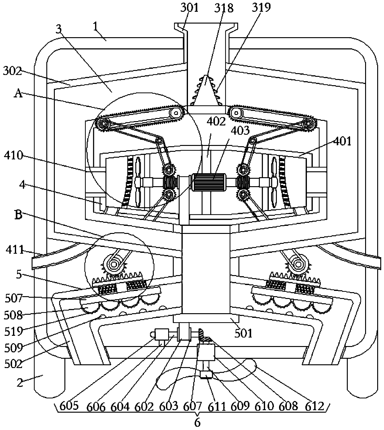 A red coat removal device for dried peanut kernels