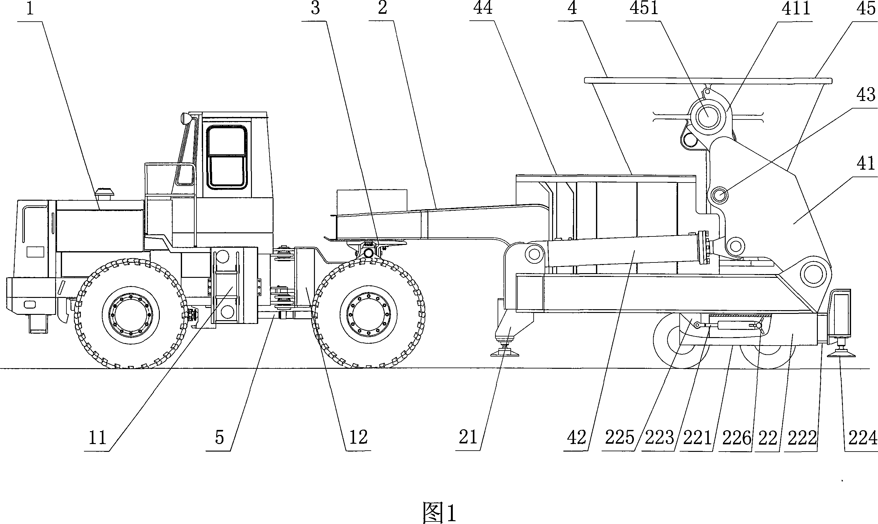 Hinged tailing type cylinder tailer with telescopic legs