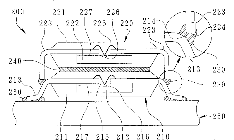 Semiconductor packaging stack combination construction with movable outer terminal