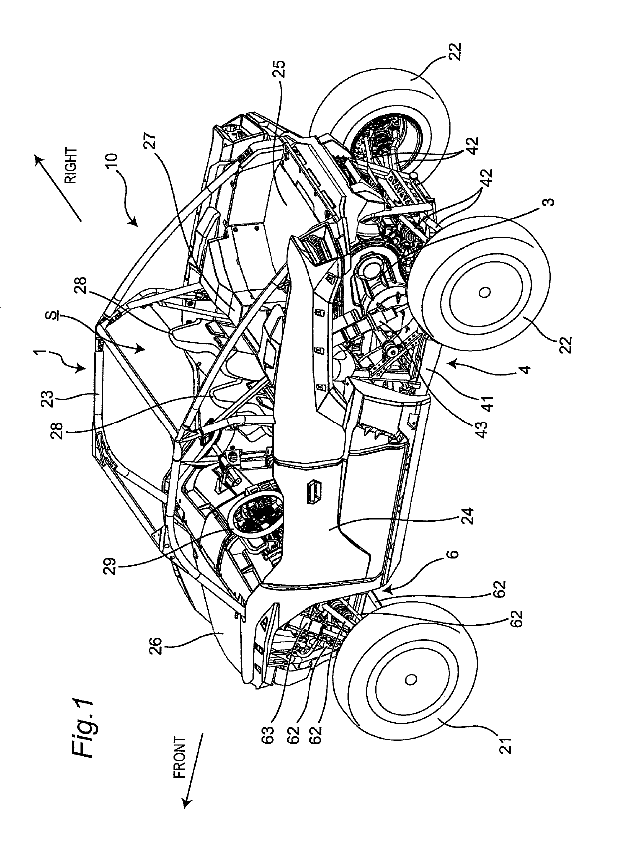 Mounting structure for power unit of utility vehicle