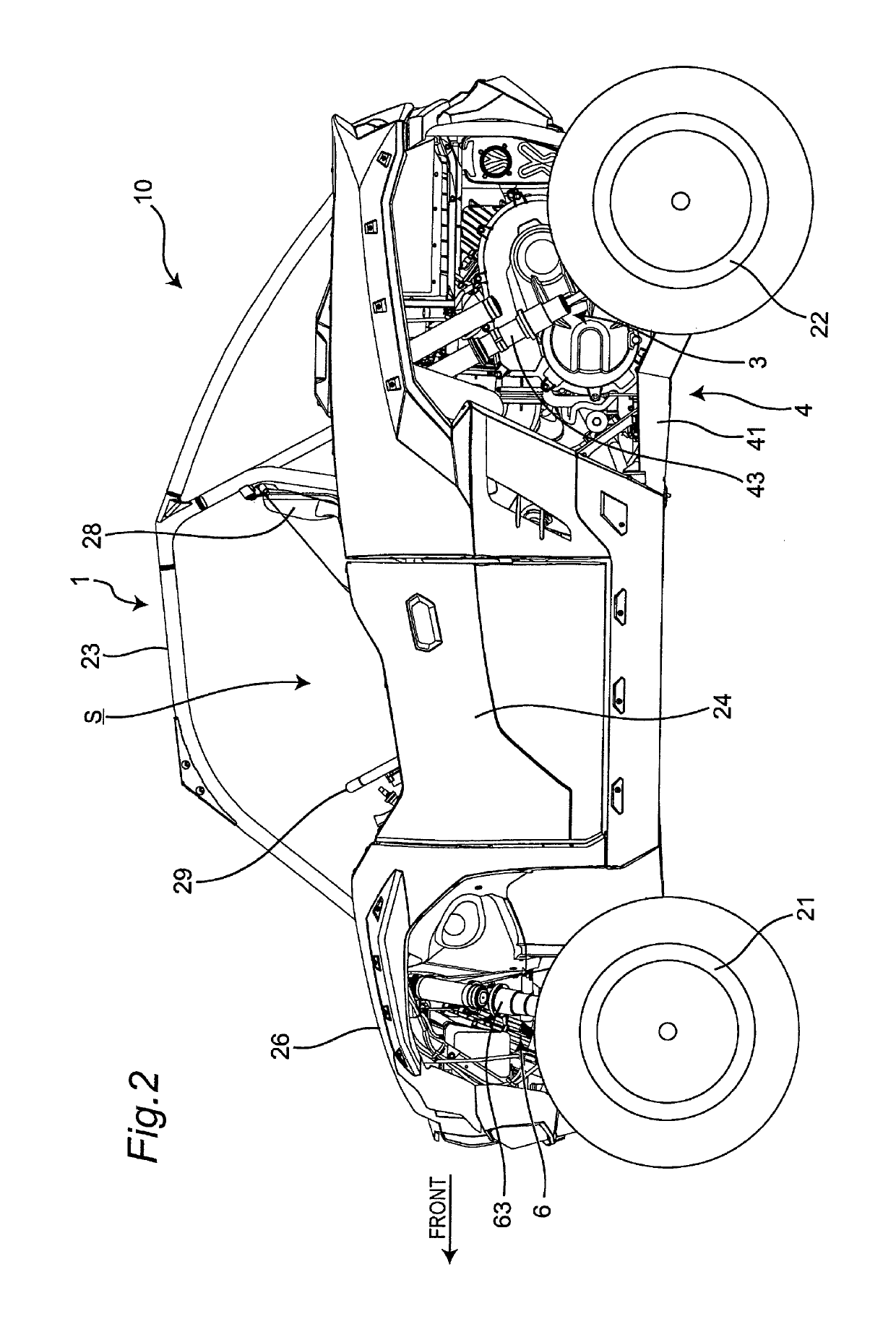 Mounting structure for power unit of utility vehicle