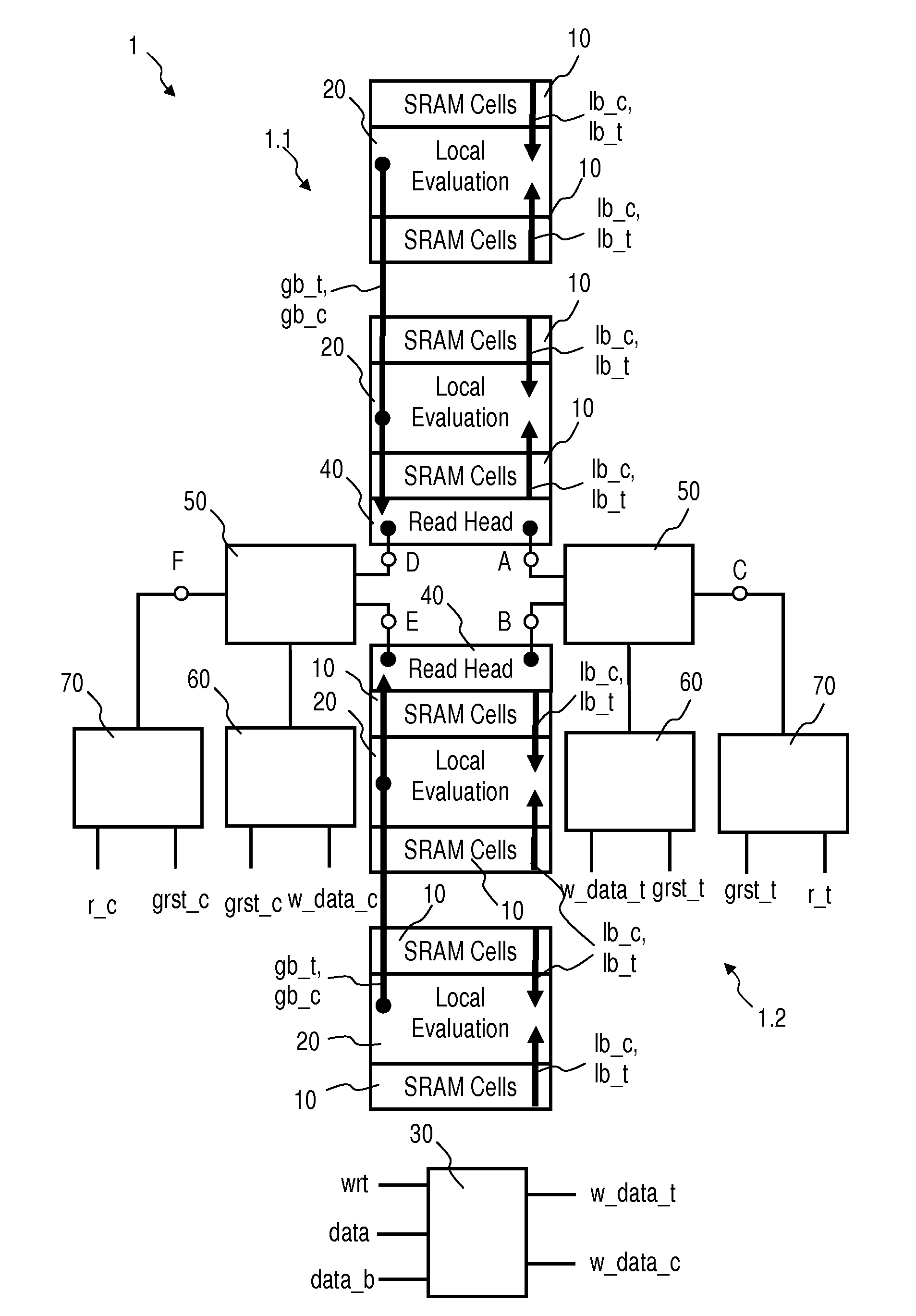 Method and Circuit Arrangement for Performing a Write Through Operation, and SRAM Array With Write Through Capability