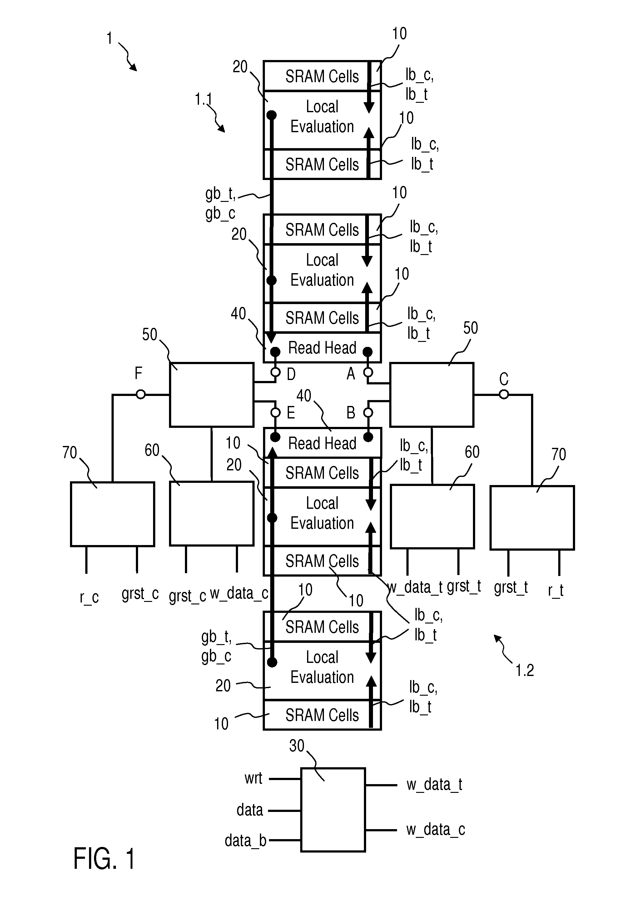 Method and Circuit Arrangement for Performing a Write Through Operation, and SRAM Array With Write Through Capability
