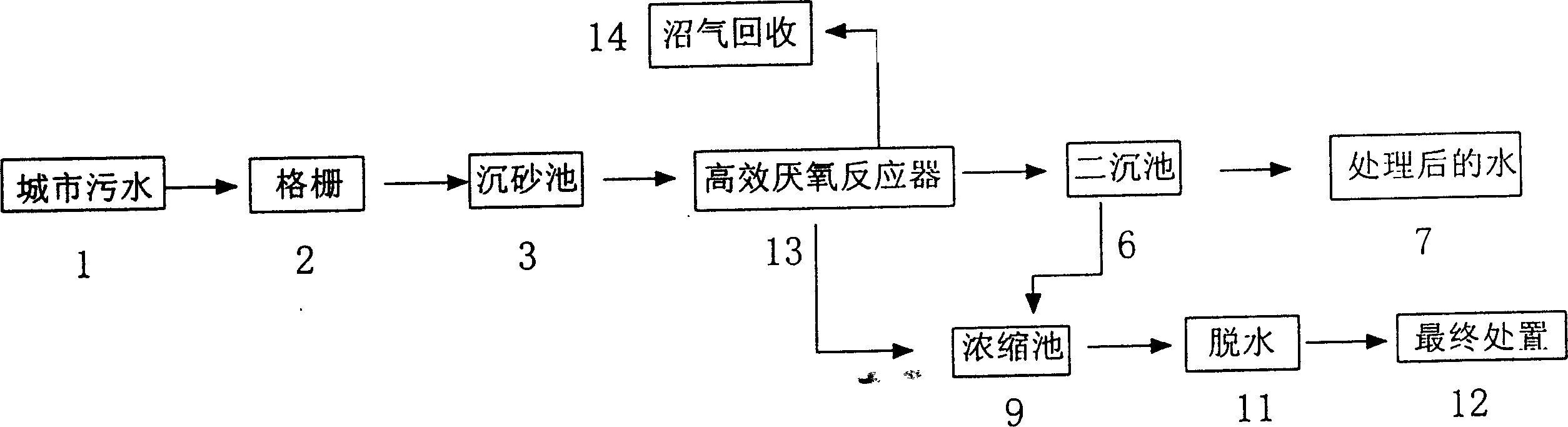 Process and method for treating city waste warter