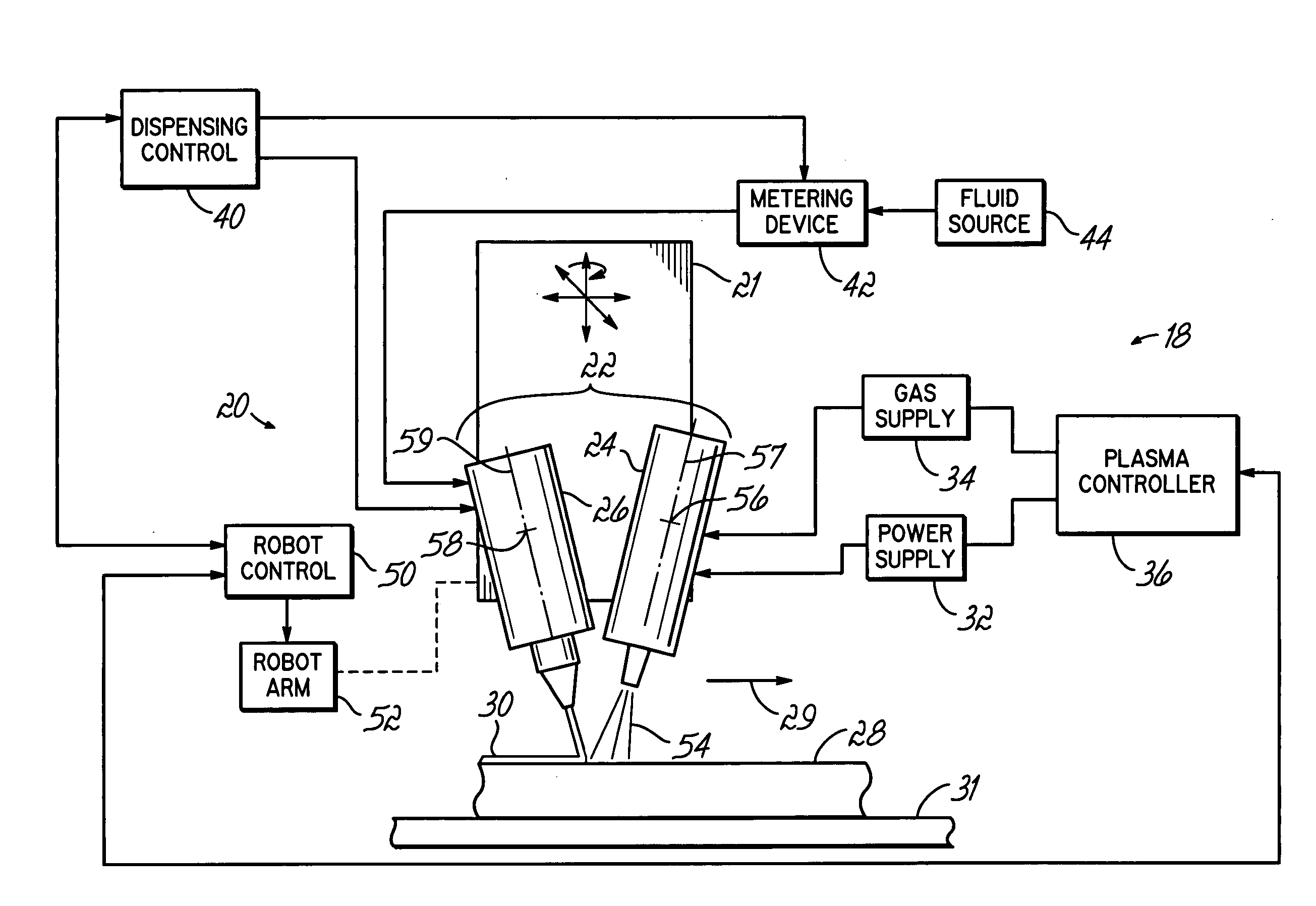 Apparatus and method for plasma treating and dispensing an adhesive/sealant onto a part