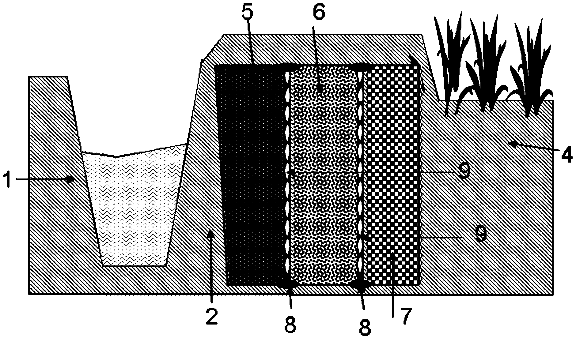 Ecological field ridge for reducing lateral seepage of rice field diffused pollution