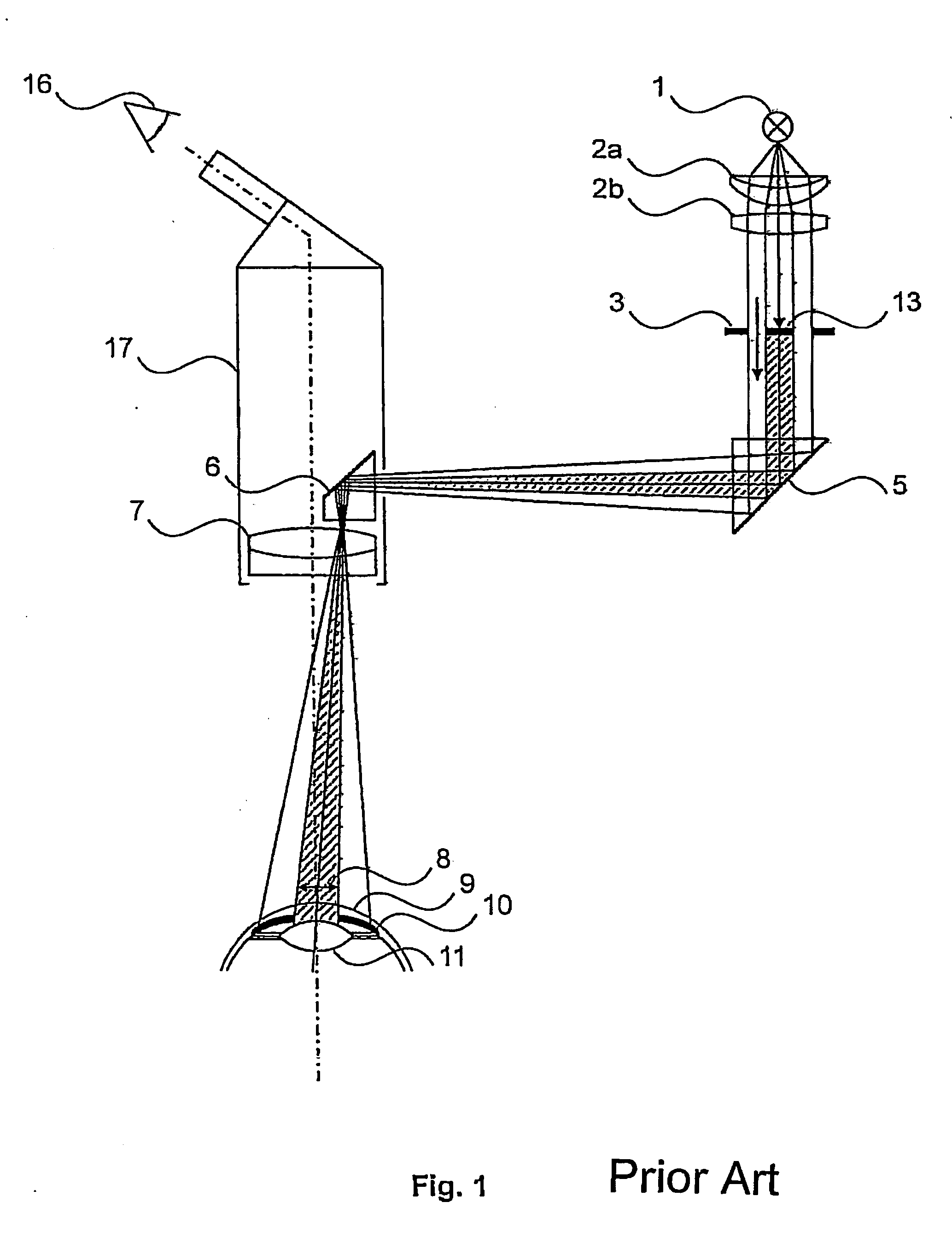 Eye-protection apparatus, in particular retina-protection apparatus, and optical element having a free-form surface for an illumination beam path, and use of an optical element having a free-form surface