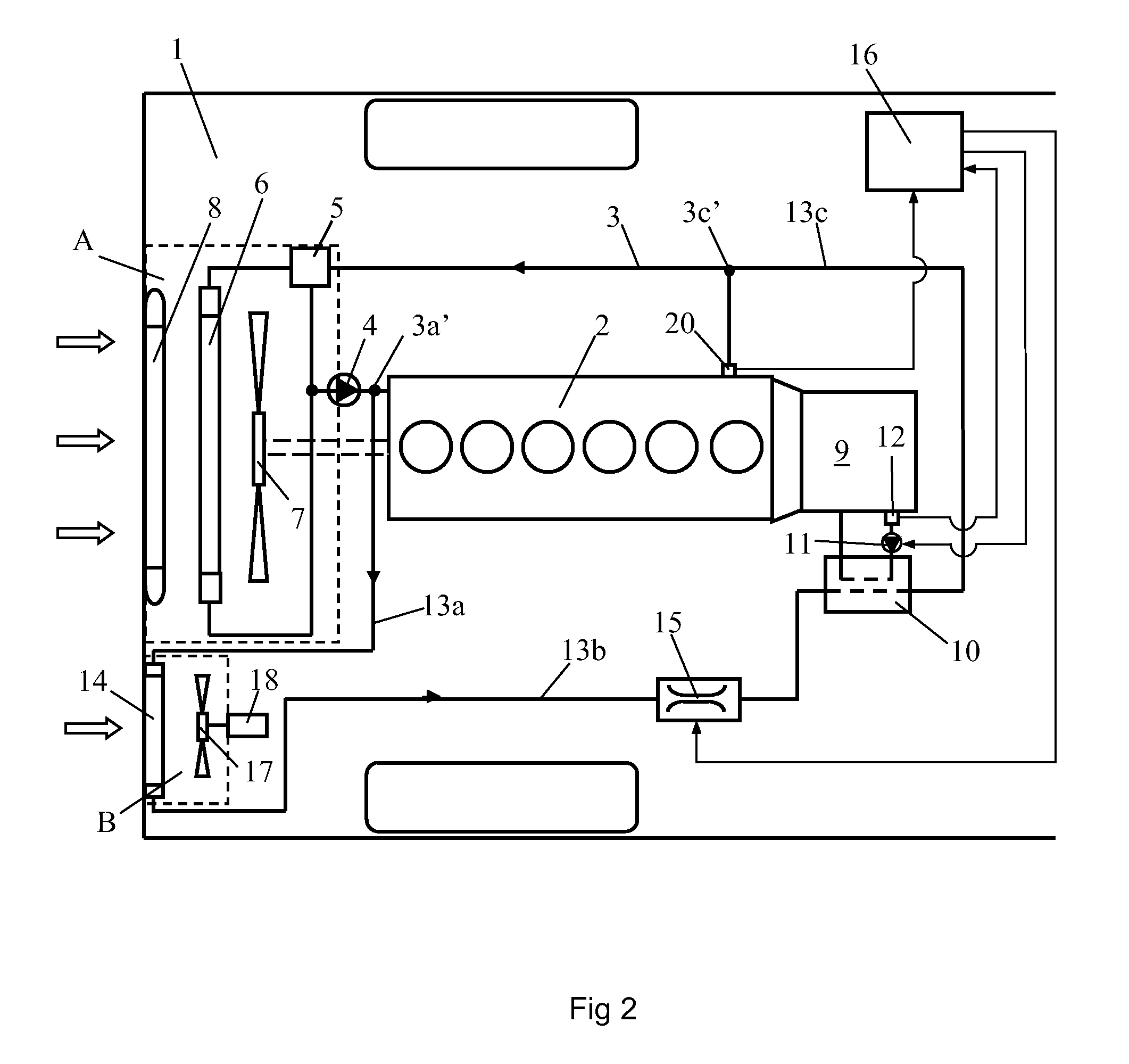 Arrangement for cooling of oil in a gearbox for a vehicle