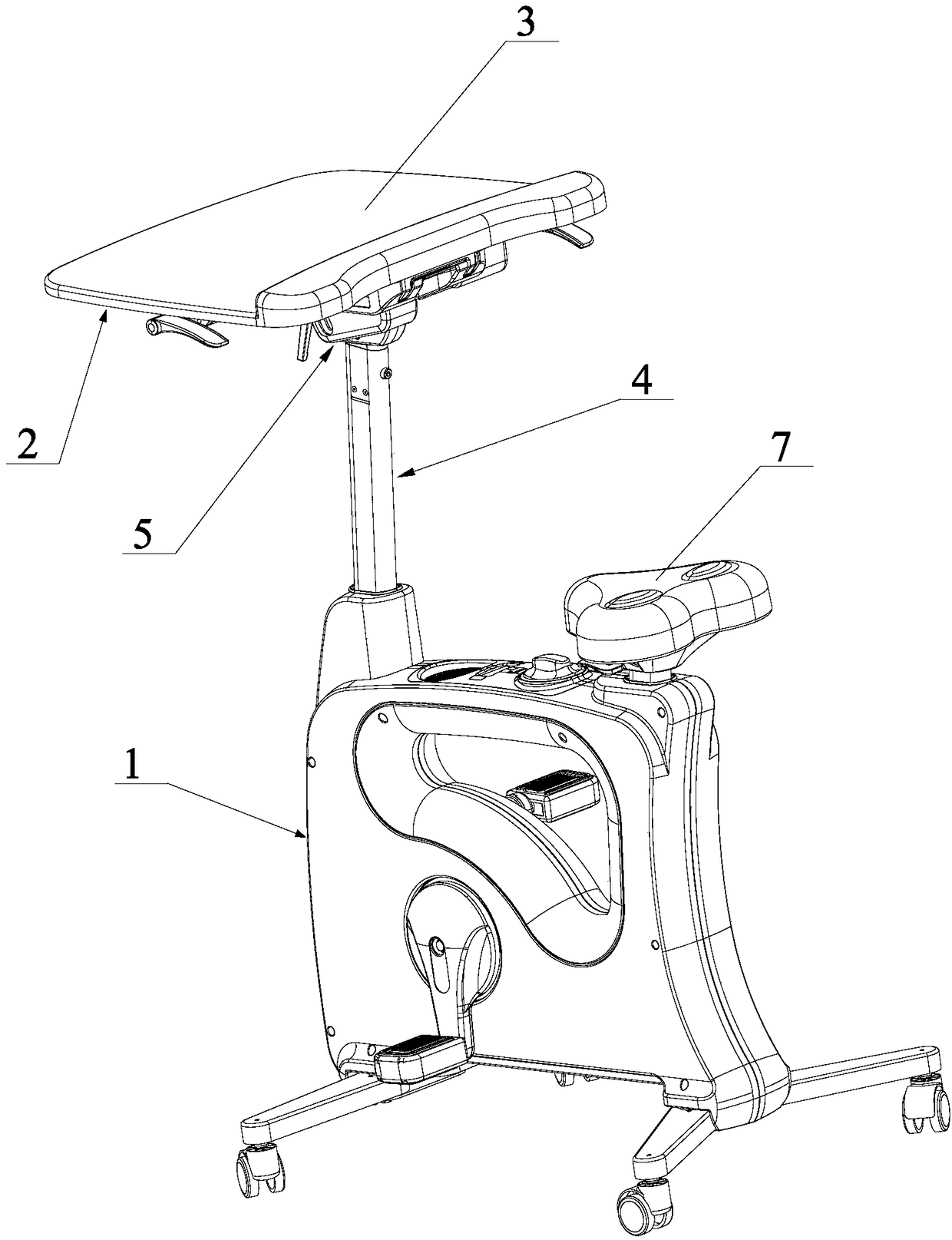 Exercise bike with table board