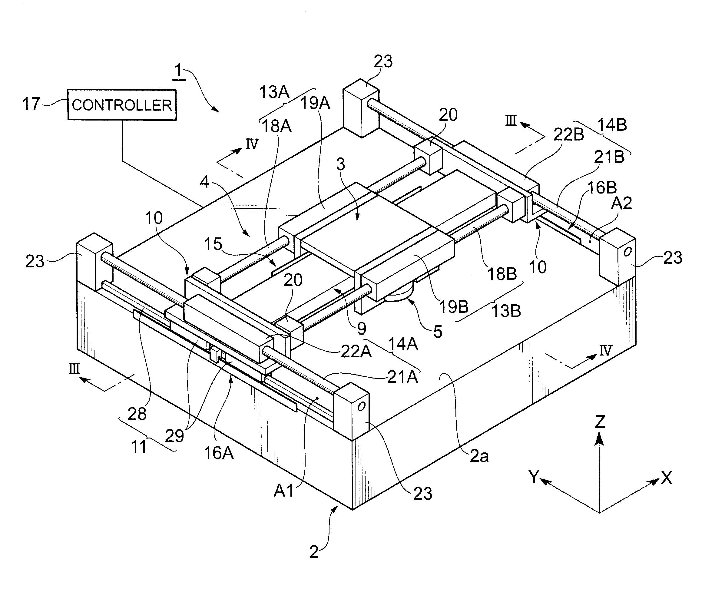Xy stage device, semiconductor inspection apparatus, and semiconductor exposure apparatus