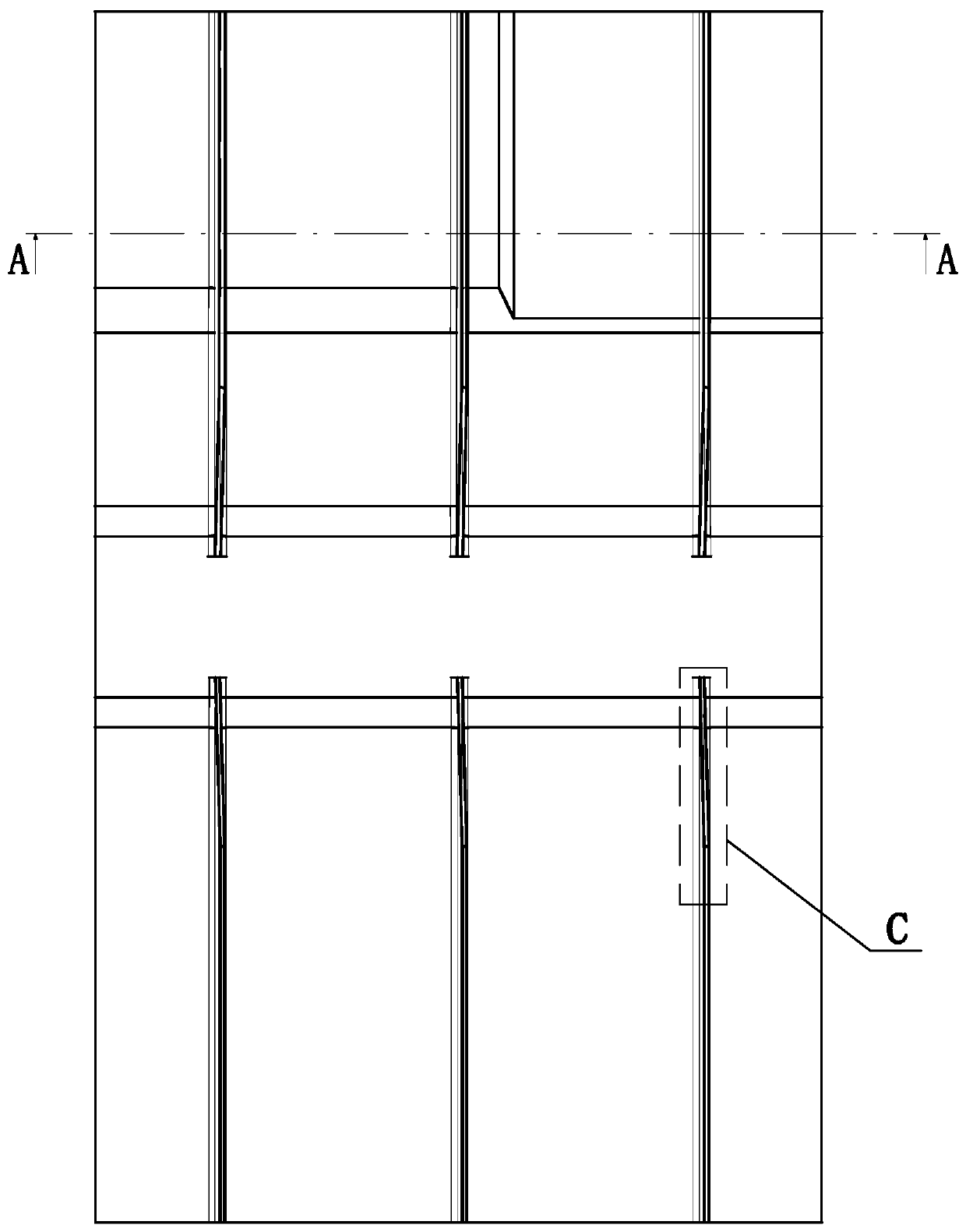 Integral molding method for vertical-rib composite material stiffened wallboard through autoclave