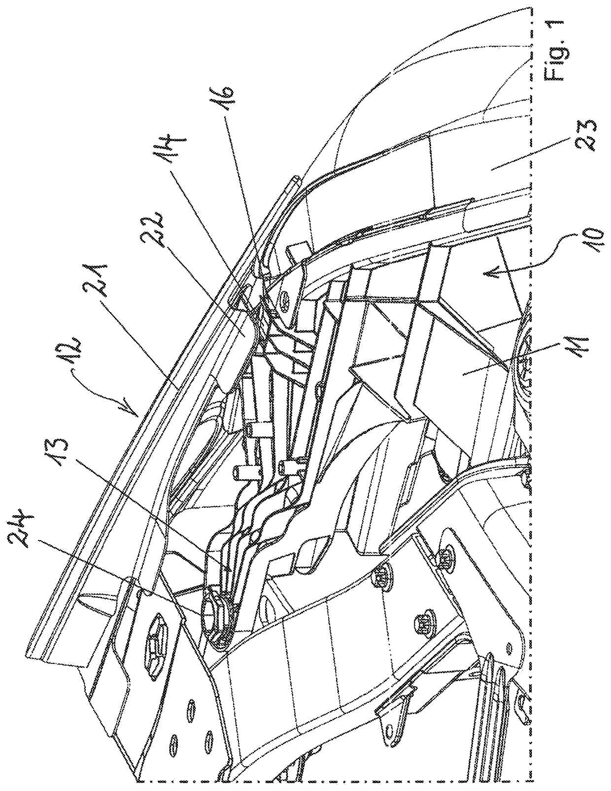 Arrangement of a headlight in a vehicle having damage protection for the event of a crash