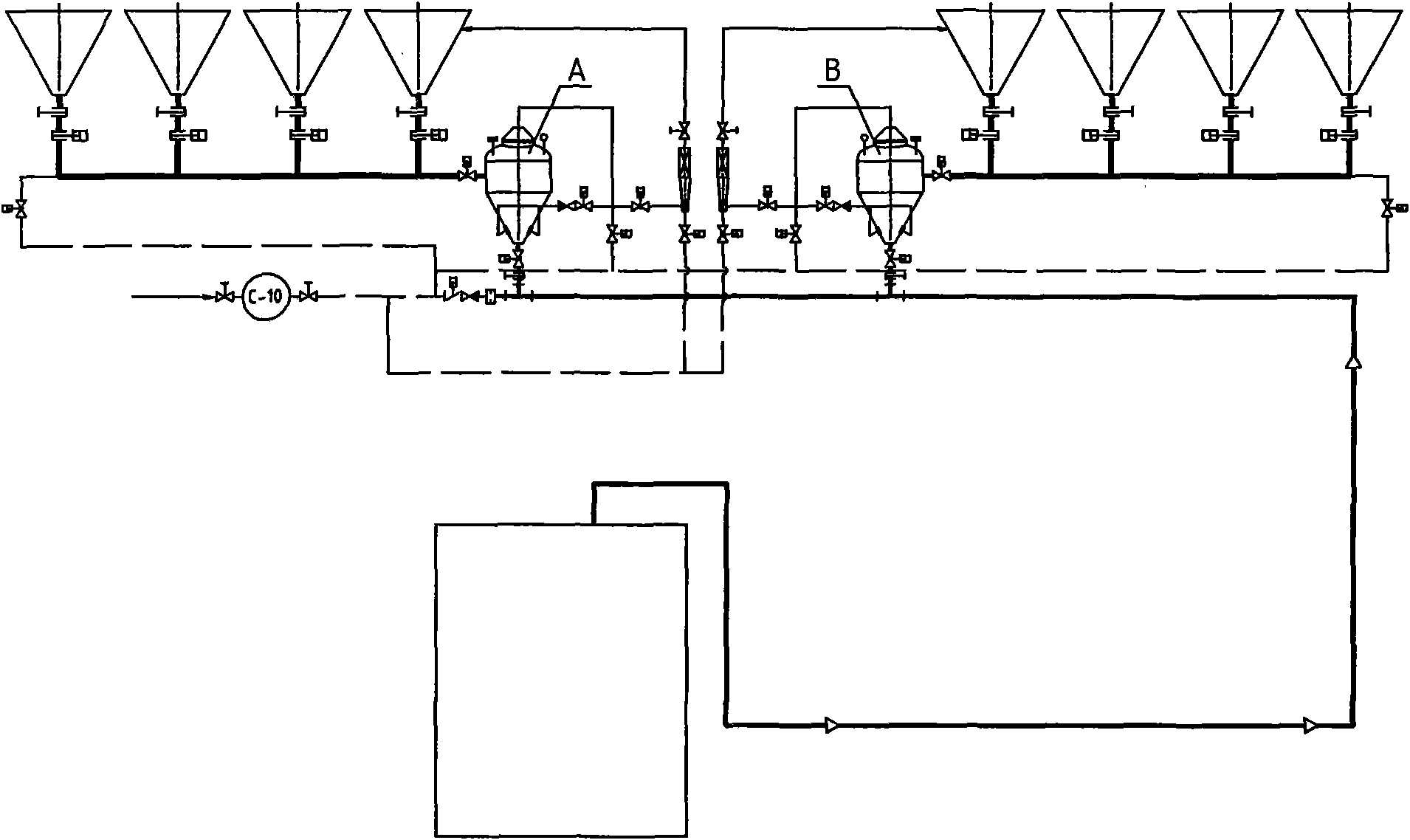 Pneumatic conveying method for powder materials