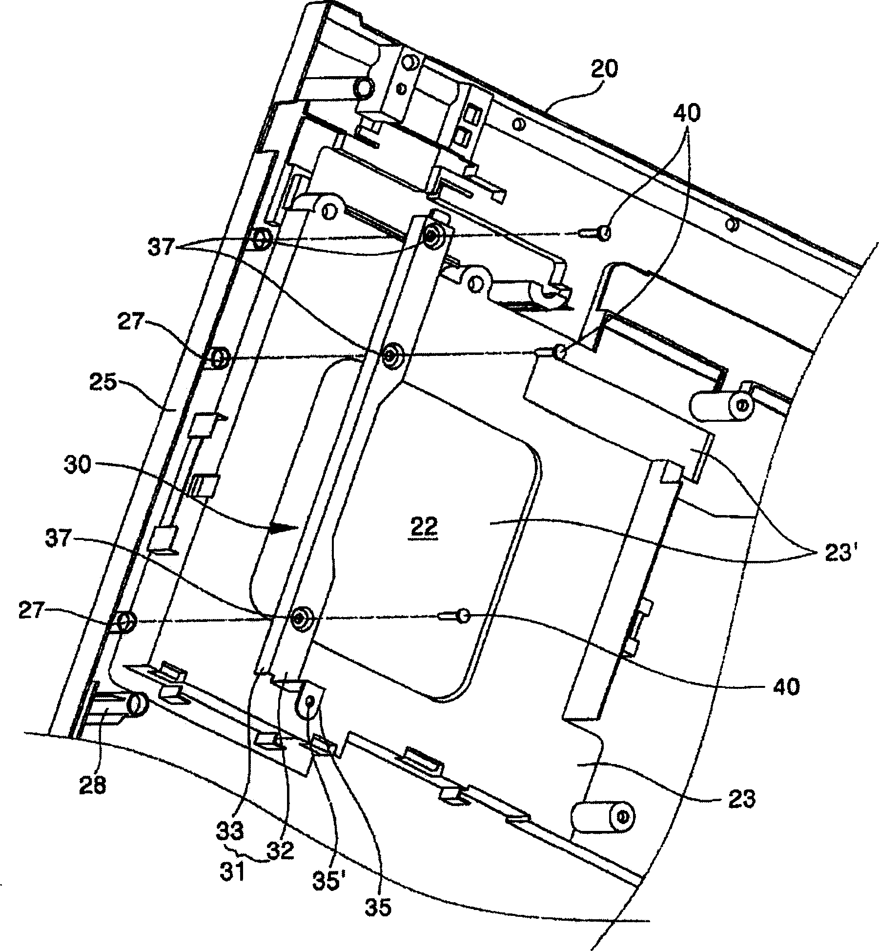 Enhaucement structure for support mechanism of keyboard of note-book computer