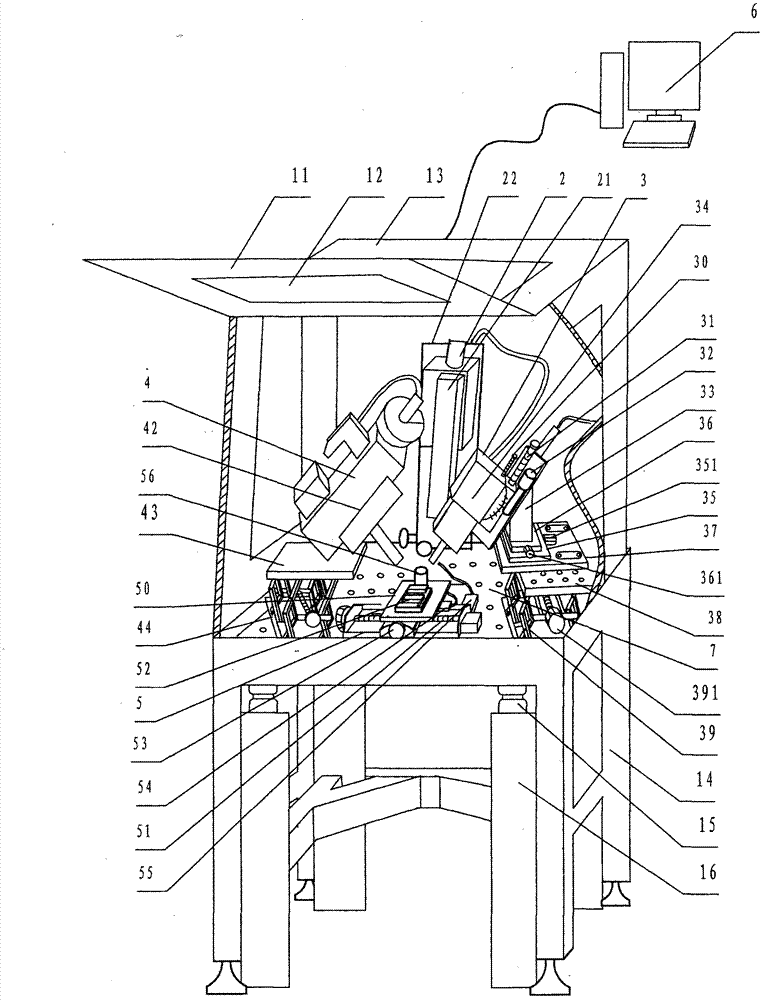 Five-axis four-dimensional special-shaped sample detection device utilizing X-ray fluorescence spectrum