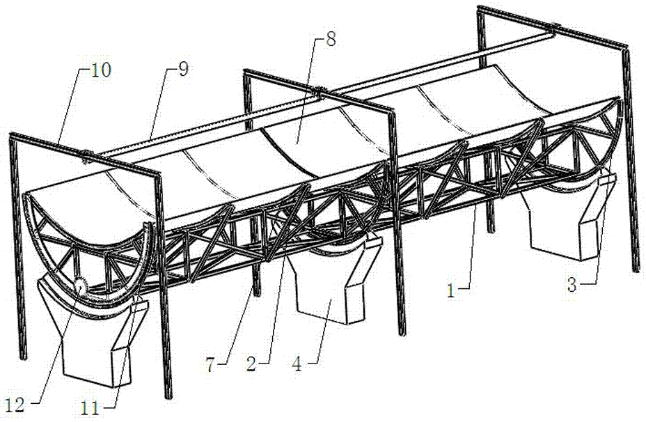 Parabolic trough solar concentrating collector with collector separated from concentrator
