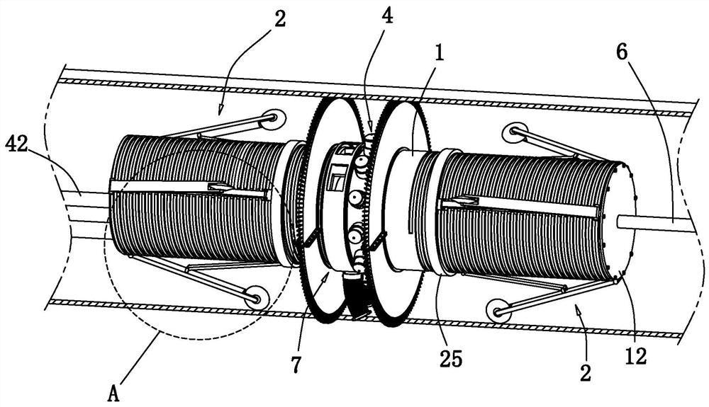 Pipeline inner wall clearing device used for pipeline repairing through insertion method