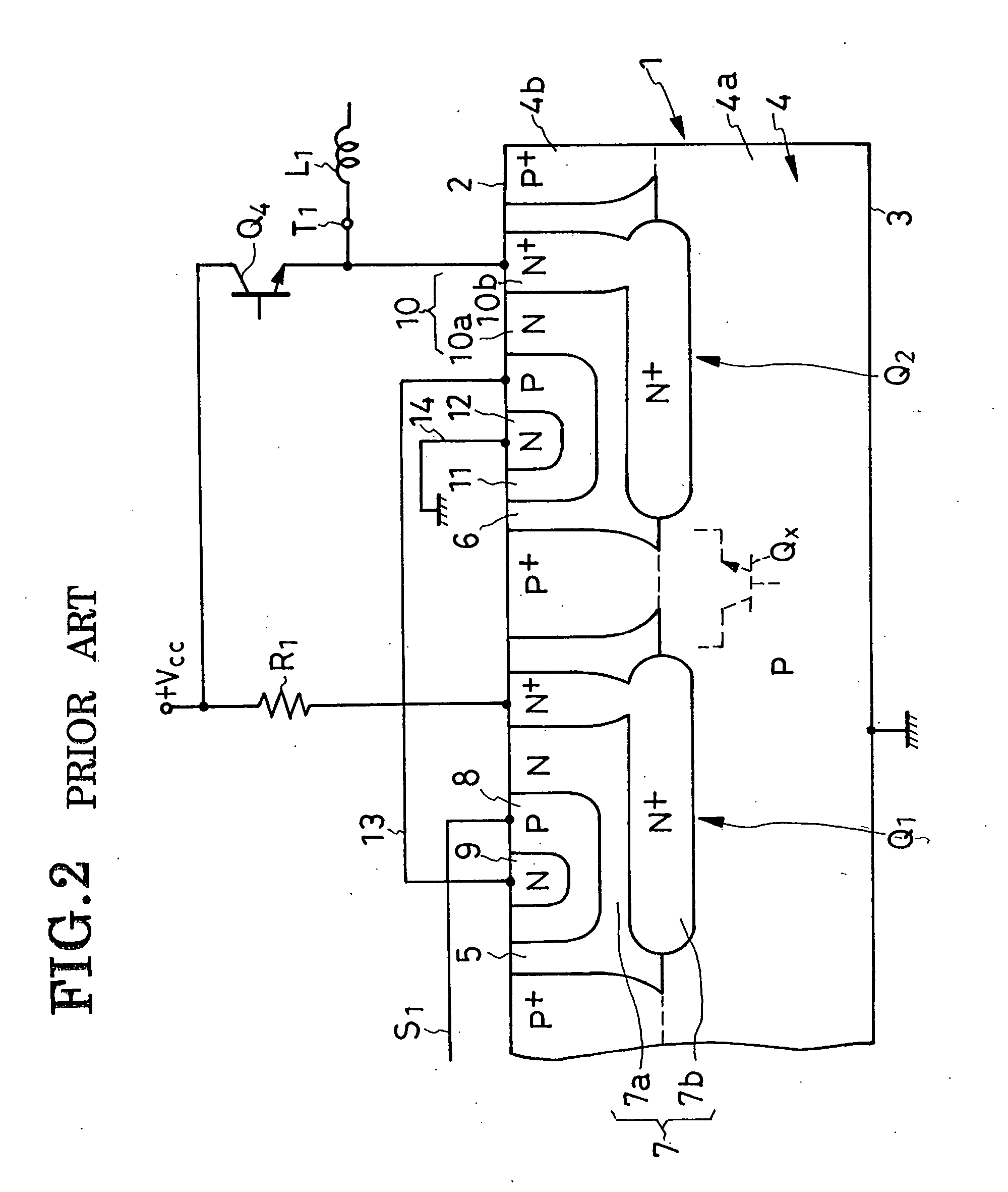 Integrated semiconductor device providing for preventing the action of parasitic transistors