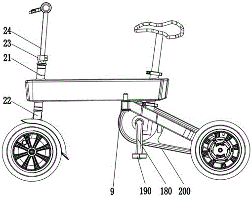 Folding electric bicycle frame and folding electric bicycle