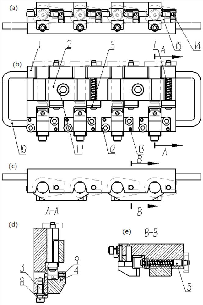 Shaft type one-jig multi-piece fuse hole machining drill jig