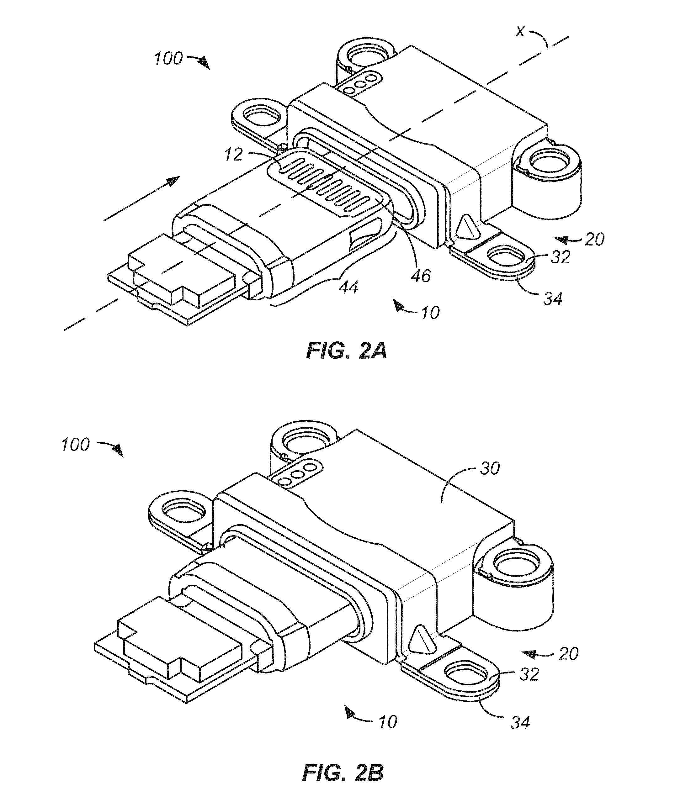 Latch assembly having spring arms each with a retaining portion and a reinforced portion