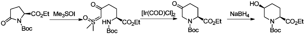 Synthetic method of (2S,5S or 5R)-N-tert-butoxycarbonyl-5-hydroxy-2-piperidinecarboxylic acid ethyl ester