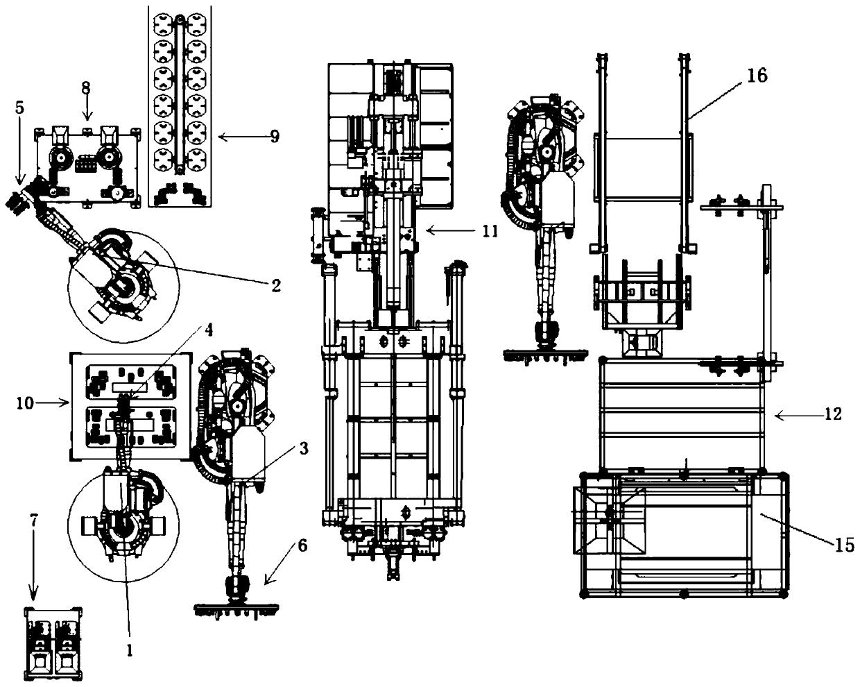 Automatic production equipment of automobile injection molding parts