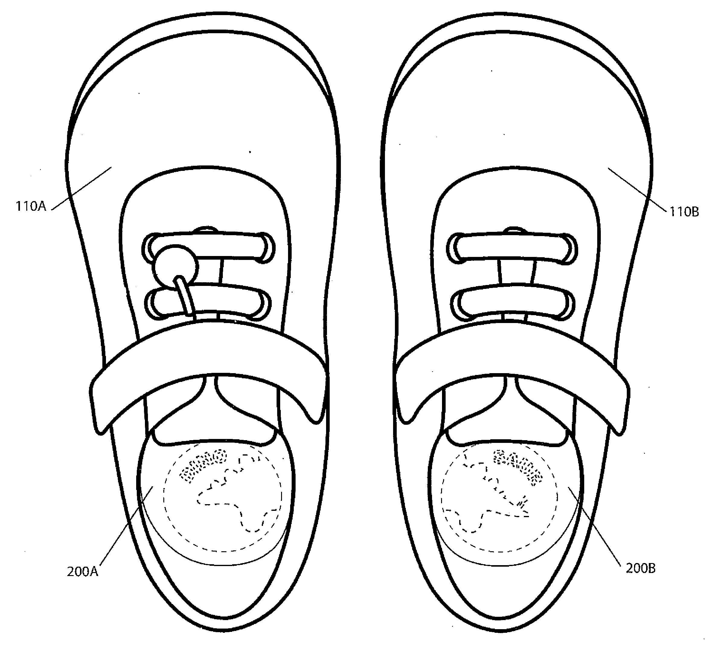 Educational method for identifying right and left footwear utilizing a split graphic and corresponding split word footwear insert