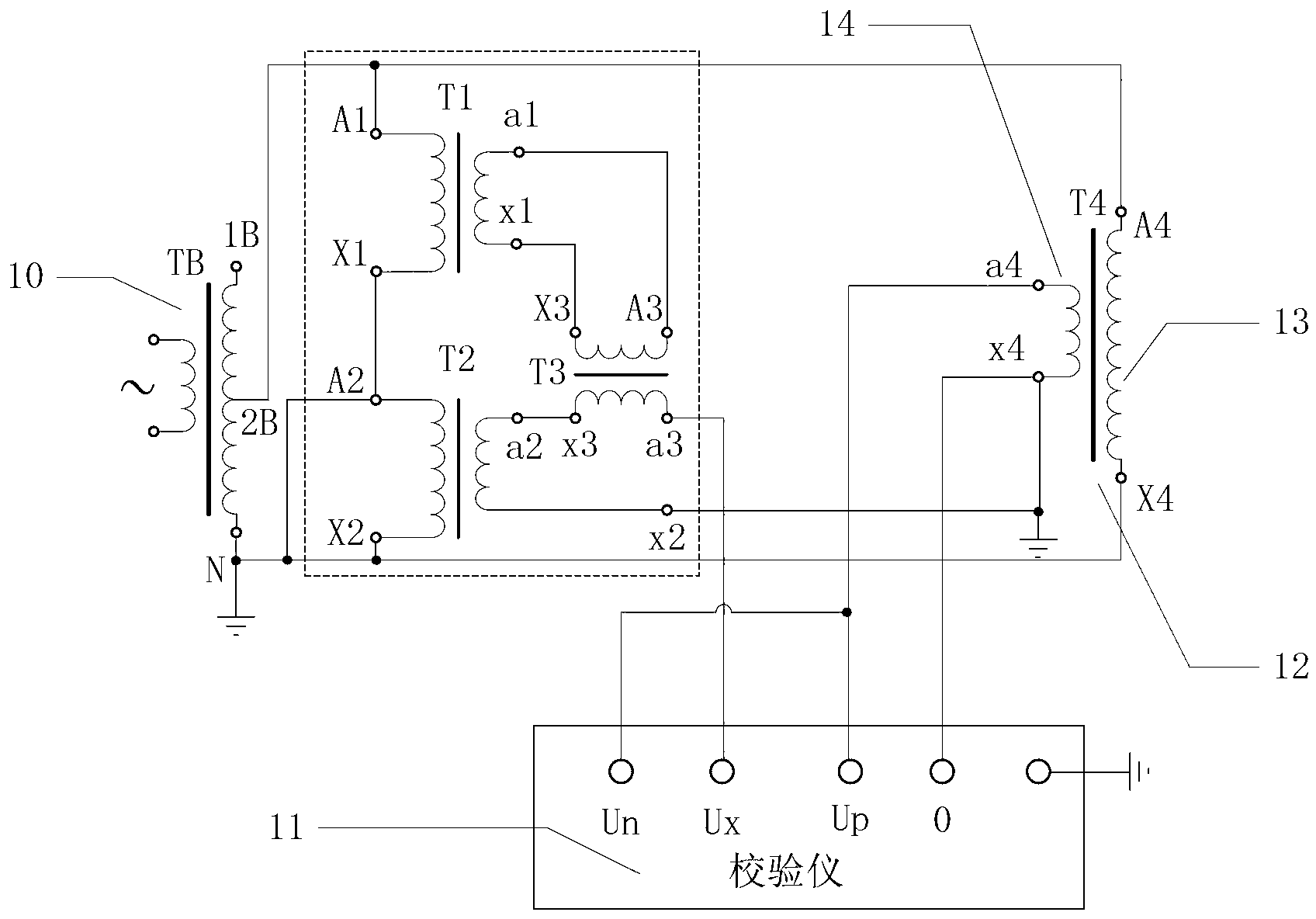 Circuit and method for measuring voltage transformer voltage coefficient