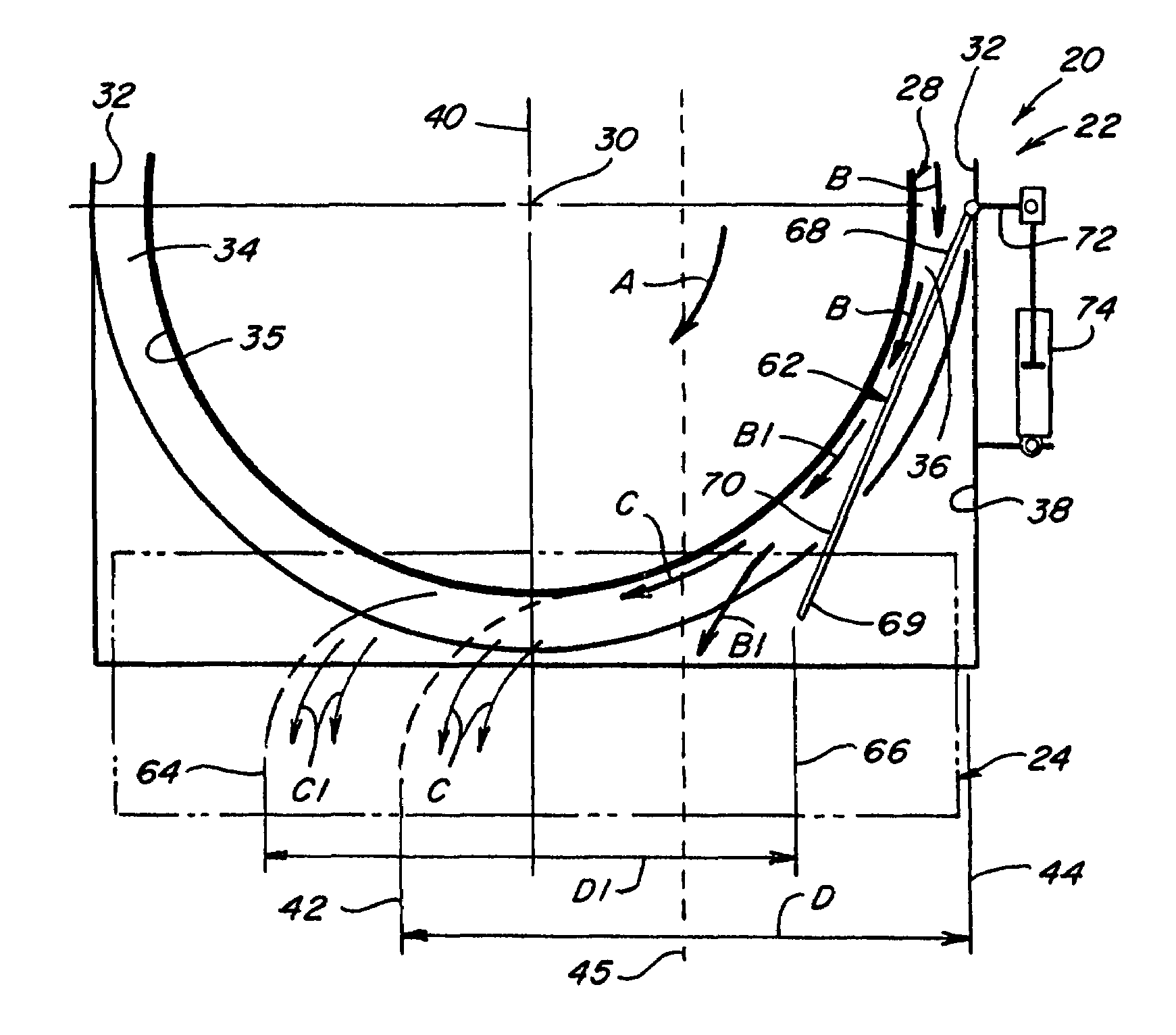 Control system for an adjustable deflector