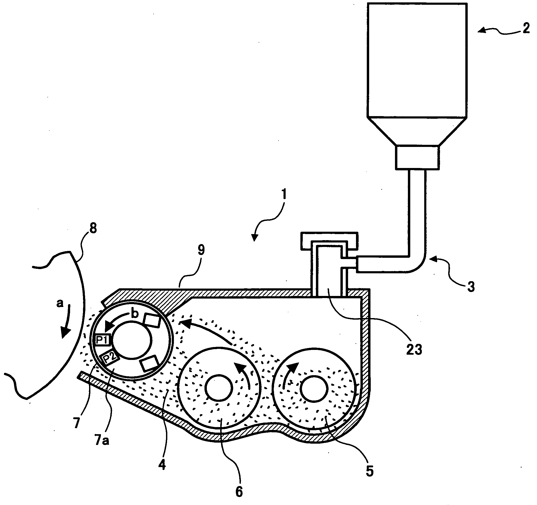 Developing method and apparatus using two-ingredient developer with prescribed coating of particles and resin