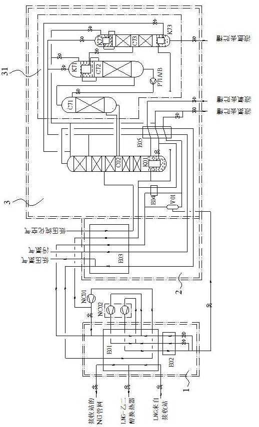 Air separation system utilizing LNG cold energy and air separation method