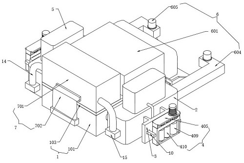 A trolley track cleaning device with self-adaptive adjustment