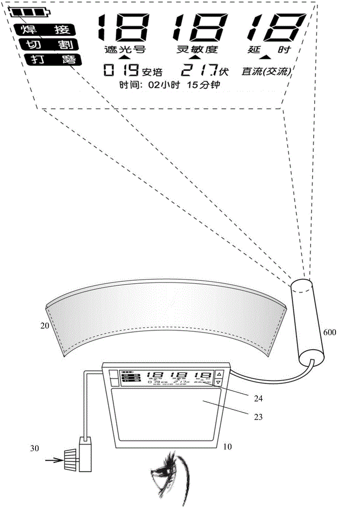 Wireless projection type welding mask and welding machine provided with same