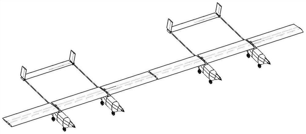 Flight mechanics modeling method for wingtip hinge combined type flight platform