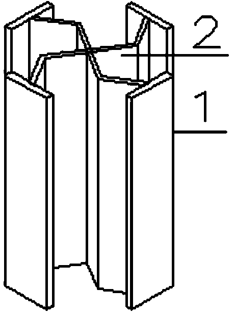 Corrugated web steel column with cross-shaped section