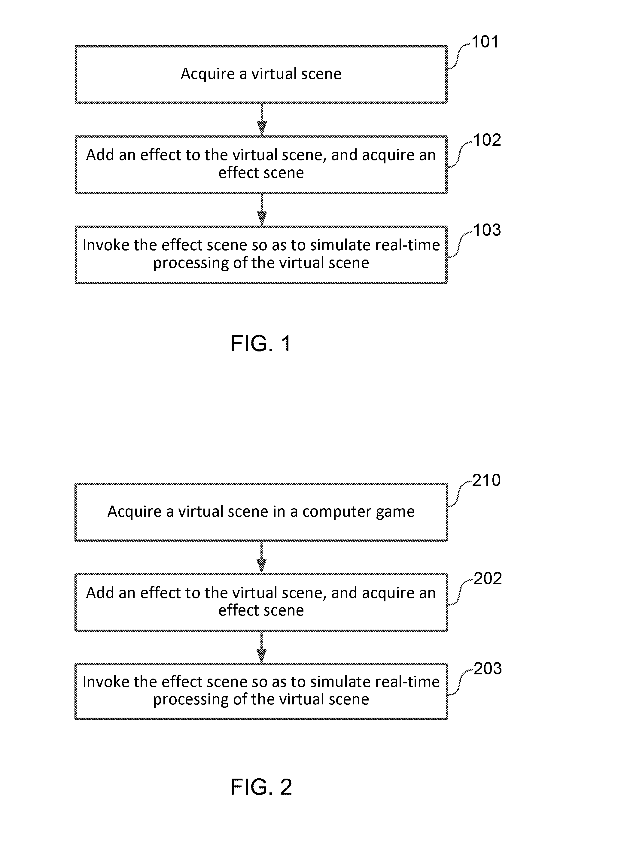 Method and system for simulating real-time processing of virtual scene