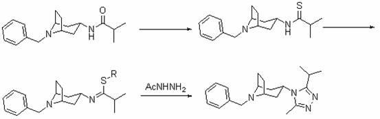Preparation method for 8-benzyl-3-(3-isopropyl-5-methyl-4H-1,2,4-triazole-4-base)-8-azabicyclo[3.2.1]octane