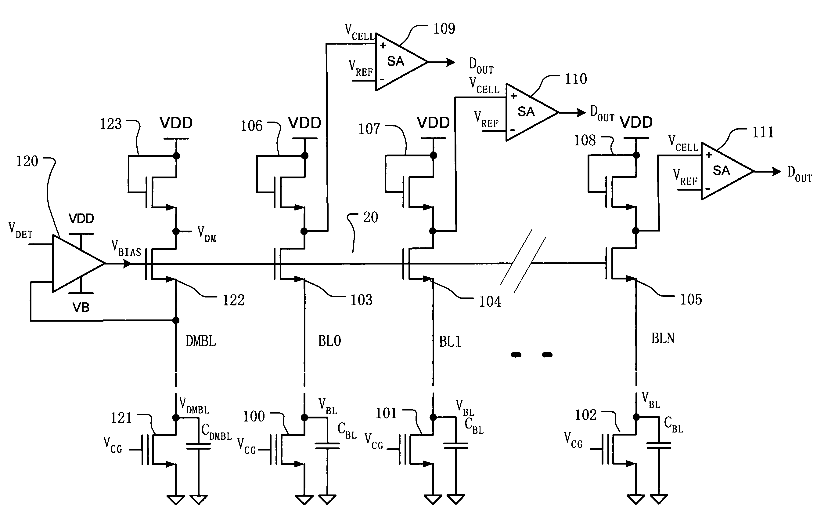 Memory array with low power bit line precharge
