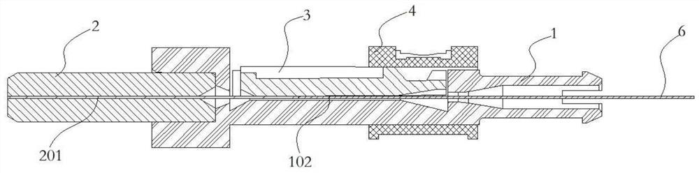 V-groove insertion core assembly and optical fiber connector with same