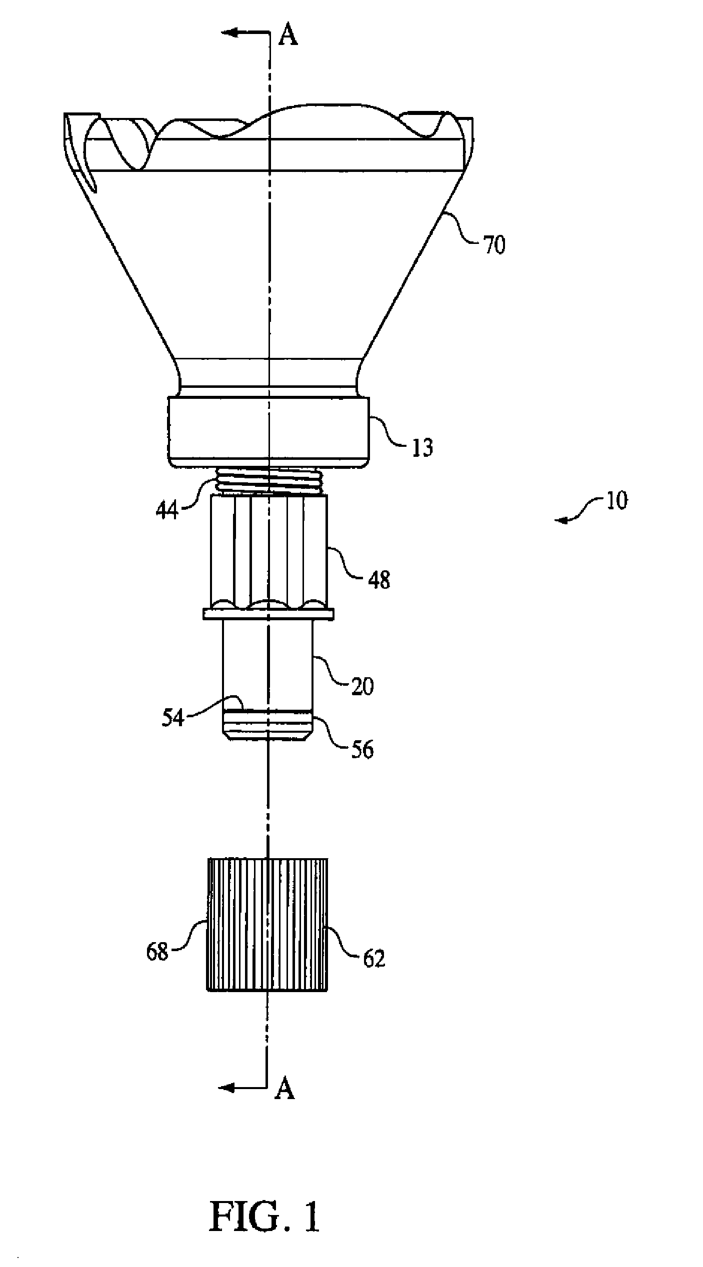 Smooth-sided outlet device for controlling anesthetic flow in vaporizer with plunger