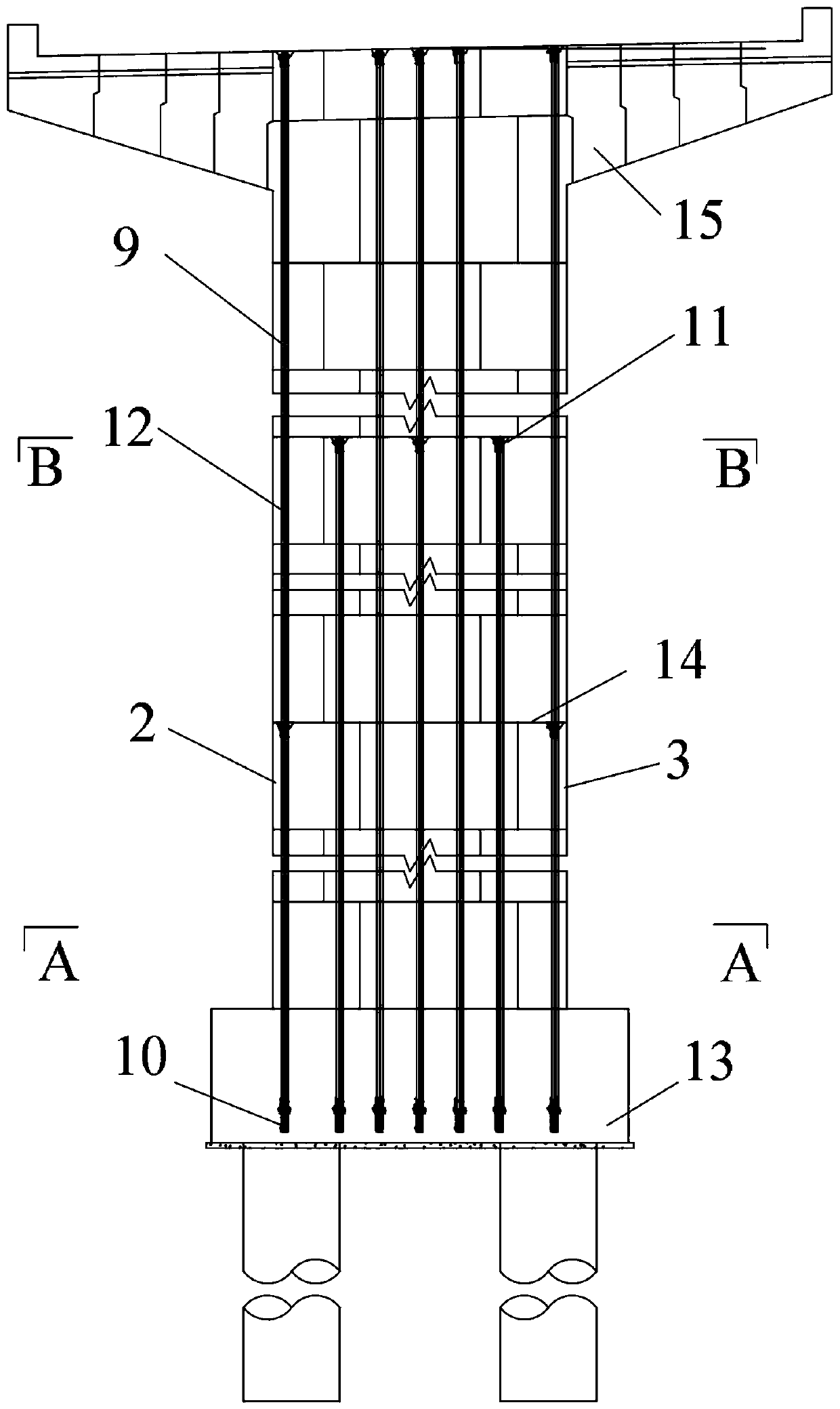 Modular prefabricated reinforced concrete hollow pier structure and assembly method thereof