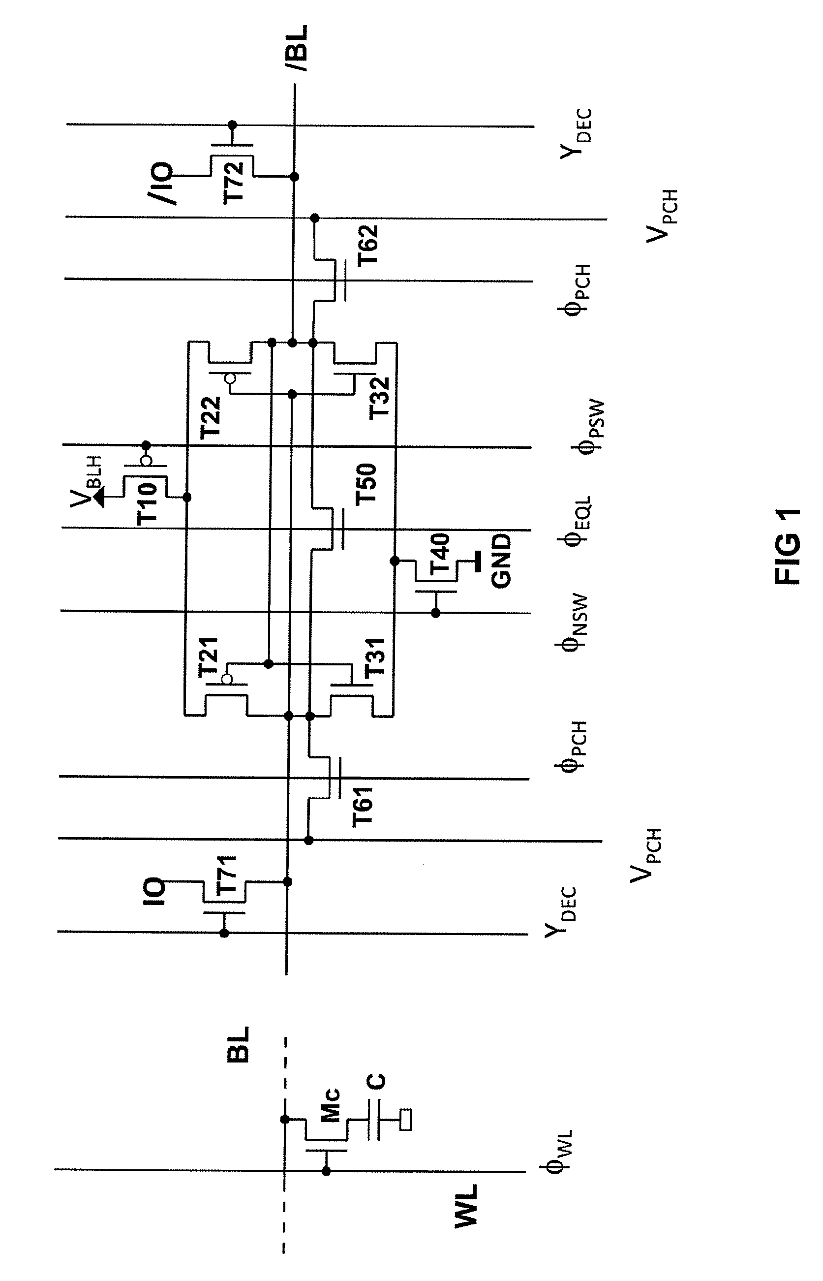 Differential sense amplifier without switch transistors